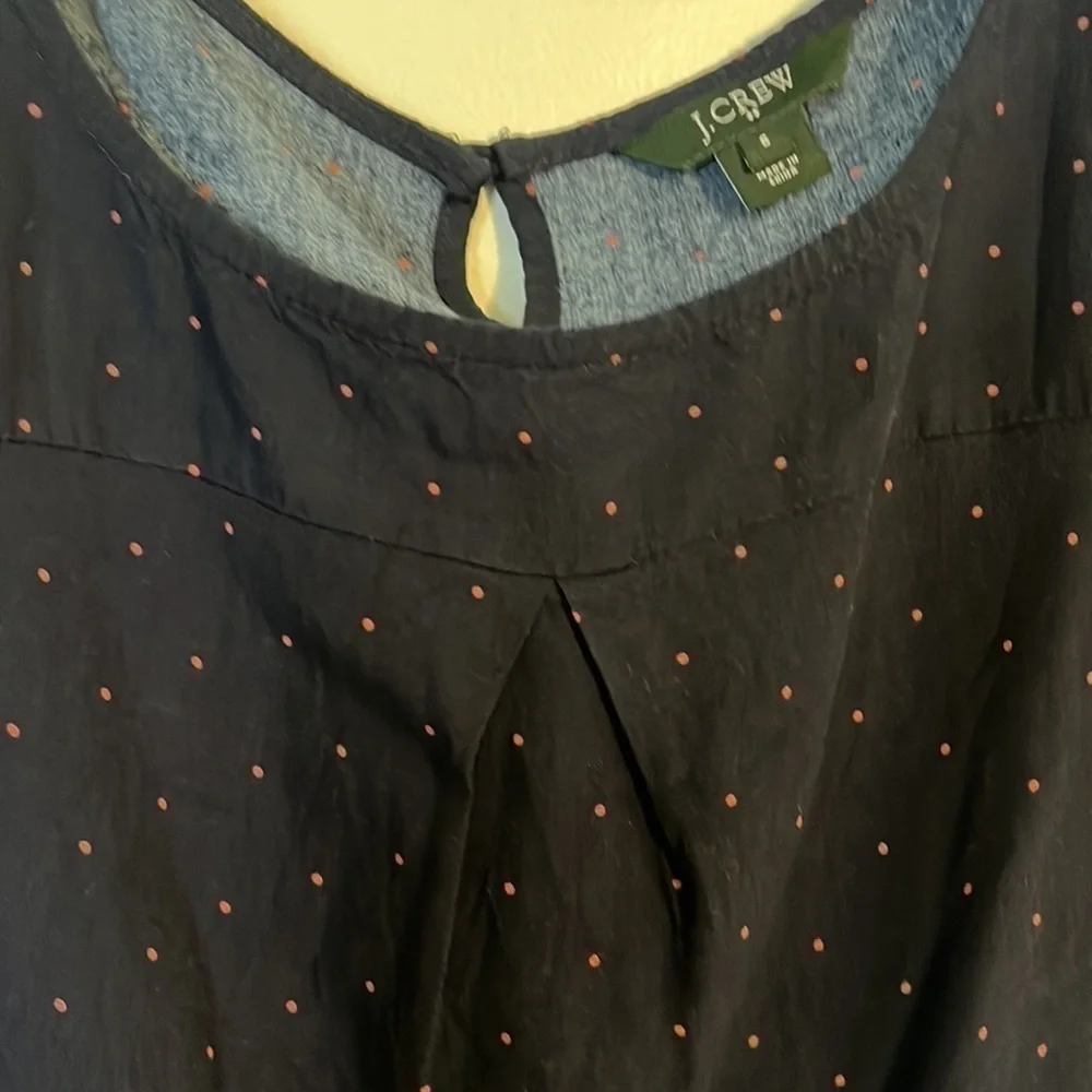 Adorable J Crew Navy with Tiny Pink Dots Cap Sleeve Pocket Dress size 6